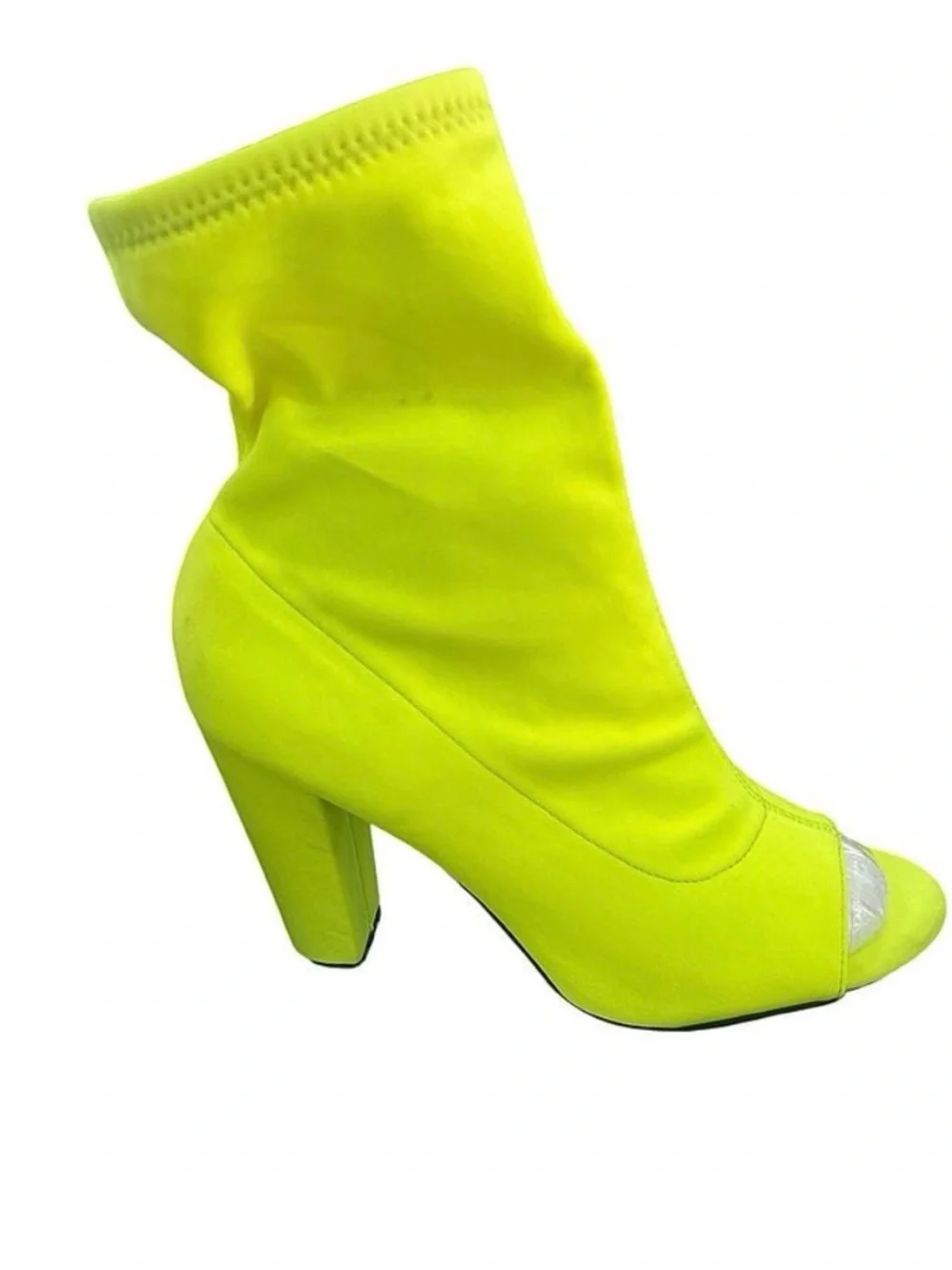 Bamboo Neon Yellow Peep-Toe Sock Bootie - Women - Picture 1 of 3
